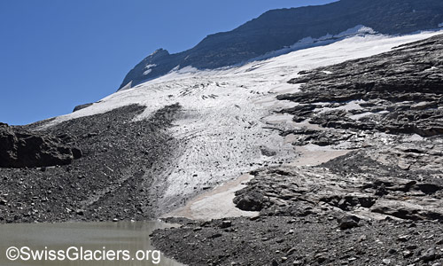 Weitgehend ausgeaperter Chaltwassergletscher am 8.8.2025.