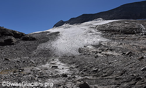 Weitgehend ausgeaperter Chaltwassergletscher am 11.7.2022.