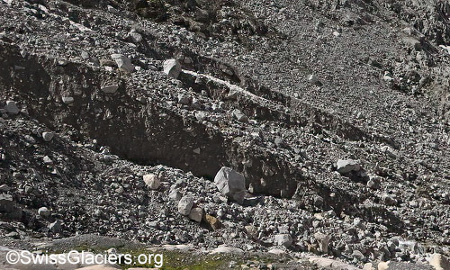 Kanderfirn: Erosion Gletscherbach. Foto vom 20.7.2024.