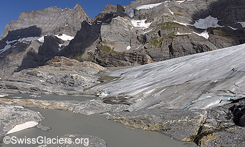 Kanderfirn: Gletscherende und proglaziale Seen. Situation am 20.6.2022.
