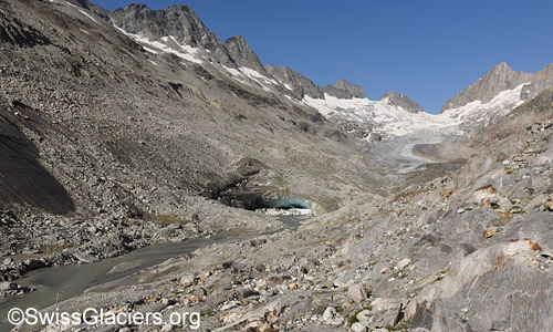 Oberaargletscher und Gletschertor am 17. Juli 2023.