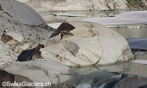 Rundhöcker vor dem Rhonegletscher.