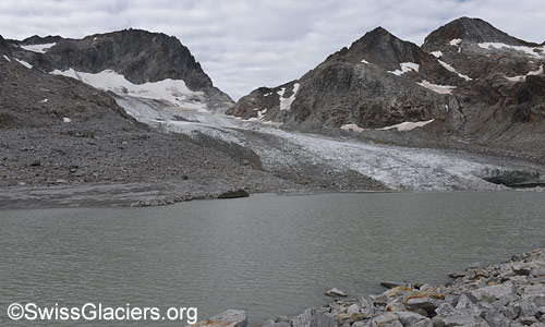 Witenwasserengletscher und mittlerer Gletschersee am 5.8.2025.