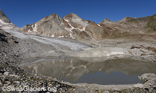 Witenwasserengletscher und östlicher Gletschersee am 13.7.2022.