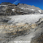Kanderfirn: Wasserfälle, Vorfeld und Zunge von SSW (Luftaufnahme)