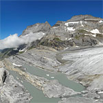 Kanderfirn: Proglaziale Seen und Gletscherzunge von Süden
