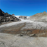Griesgletscher: Gletscherzunge und Sandkegel