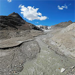 Griesgletscher: Gletscherbach mit Mäandern