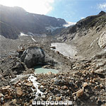 Steigletscher: Gletschertor und Ablagerungen der Felsstürze