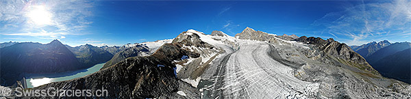 Allalingletscher von Osten (Luftaufnahme).
