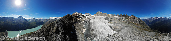 Allalingletscher und Mattmkarksee (Luftaufnahme)