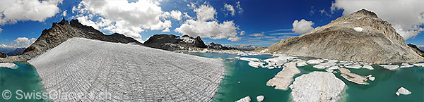 Ice floes on proglacial lake (aerial photograph).