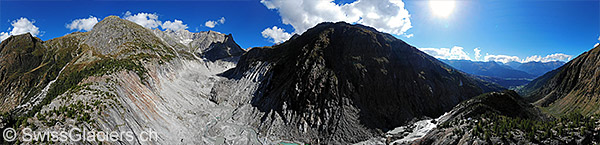 Zunge und Vorfeld des Fieschergletschers (Fieschertal, Luftaufnahme)