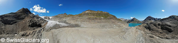 Griesgletscher: Gletscherzunge und Gletschertor am 11. August 2023