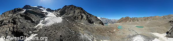 Grüebugletscher: Über dem Gletscher am 9.8.2020 (Luftaufnahme)