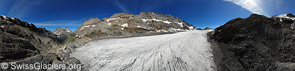 Kanderfirn: Tongue and ice stream on 19.7.2020 (aerial view)