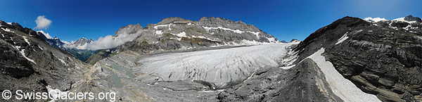 Kanderfirn: Proglacial lakes, glacier terminus and ice flow on 3. Juli 2023
