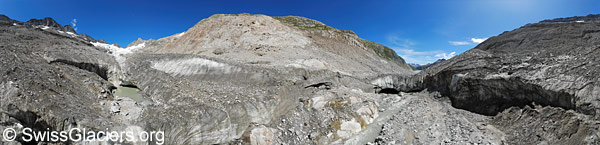 Oberaargletscher: Einsturztrichter Ost (unterster) und Mitte am 18.7.2025