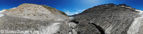 Oberaargletscher 2025: Mittlerer und östlicher (unterster) Einsturztrichter am 18.07.2025