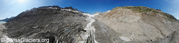 Oberaargletscher 2023: Unterster Einsturztrichter am 17.7.2023 (Drohnenpanorama)