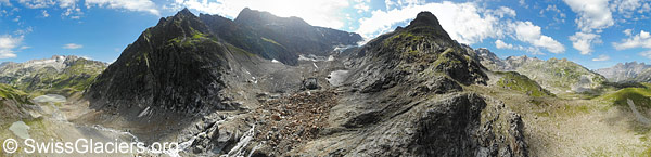 Steigletscher: Ablagerungen Felssturz und Gletscherbach am 18.8.2023