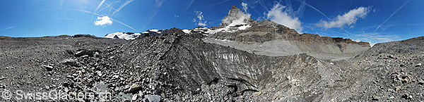 Large funnel at the edge of Furgg glacier (aerial photograph).