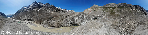 Unteraargletscher: Gletscherfront und Schmelzwasser am 24. Juni 2023