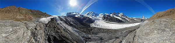 Gap in Gornergletscher from the air.