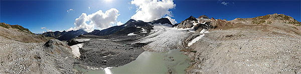 Witenwasserengletscher und westlicher Gletschersee von Norden (Luftaufnahme)