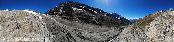 Zusammenfluss Anungletscher/Langgletscher (Luftaufnahme)