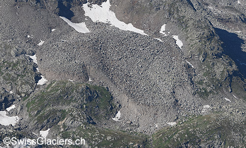 Blockgletscher am Fuss des Bochtehorn (Binntal) von Nordosten.